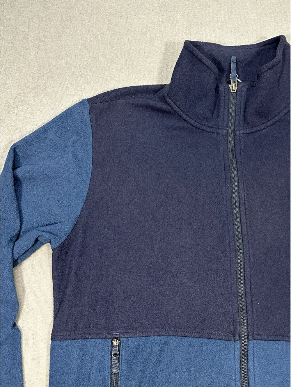 The North Face Mens Medium Full Zip Fleece Jacket Blue Two Tone Outdoor